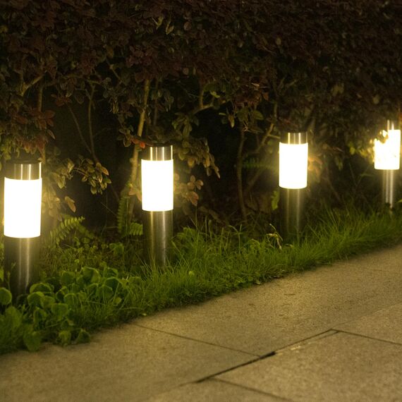 Heinstian Warmweiß Solarlampen für Außen Edelstahl Solarleuchten Garten mit Schalter ein/ausIP65 Wasserdicht LED Gartenleuchten für Terrasse, Rasen, Garten, Wege, boden (4 Stück)
