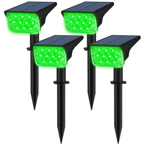 T-SUNUS Solarstrahler für Außen, 20 LEDs Solarlampen für Außen Garten, IP65 Wasserdicht 2 Helligkeitsmodi, Gartenstrahler Solar für Hof Baum Weg Eingang 4 Stück Grün