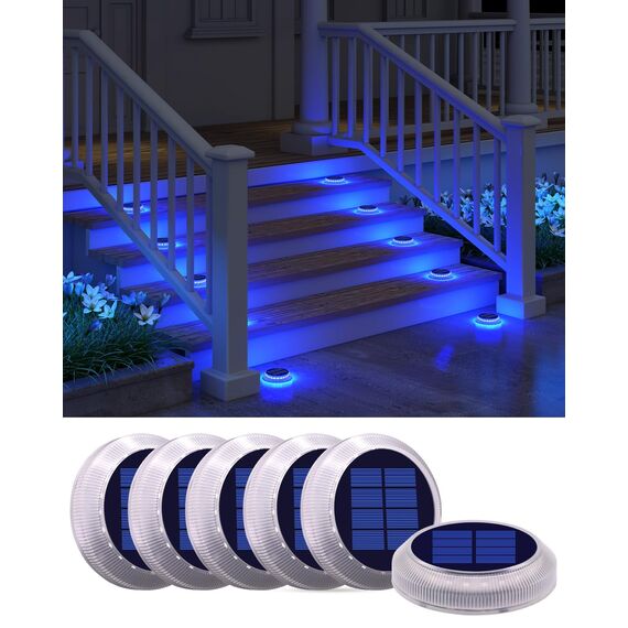 YiLaie Solarleuchten für Außen, Solarlampen für Außen Garten 360° LED Solar Bodenleuchten Aussen IP68 Wasserdicht mit Auto On/Off Solarleuchten Garten Solar Lampe Outdoor, 40Lm Blaues Licht, 6 Stück