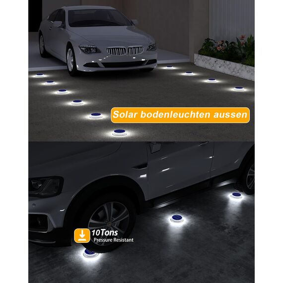 YiLaie Solarleuchten für Außen, Solarlampen für Außen garten 360° LED Solar Treppe Licht IP68 Wasserdicht mit Auto On/Off Solar Weg Licht, Weiß Licht 5700K, 4 Stück