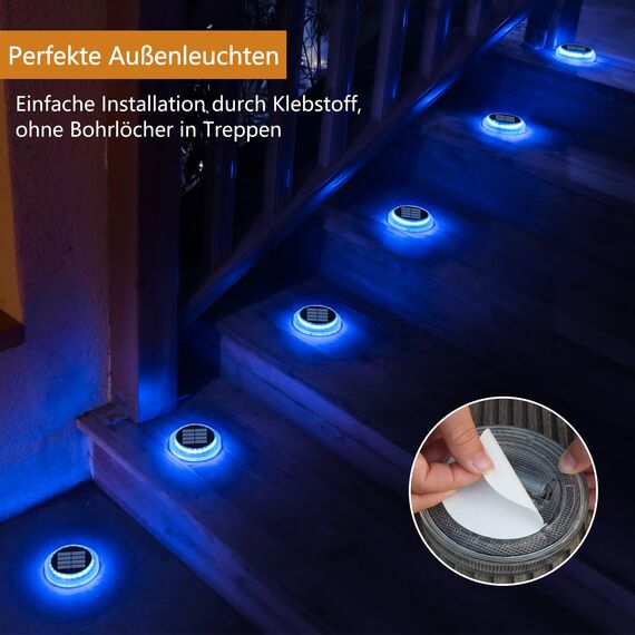 YiLaie Solarleuchten für Außen, Solarlampen für Außen Garten 360° LED Solar Bodenleuchten Aussen IP68 Wasserdicht mit Auto On/Off Solarleuchten Garten Solar Lampe Outdoor, 40Lm Blaues Licht, 6 Stück