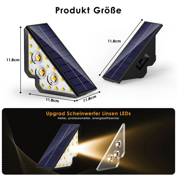Solarlampen für Außen, LED Stufenleuchte, Solar Treppenlicht Garten, IP65 Wasserdichte LED Wegeleuchten Gartenlampen für Gehweg Treppe Weg Zaun, 6 Stück