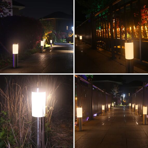 Heinstian Warmweiß Solarlampen für Außen Edelstahl Solarleuchten Garten mit Schalter ein/aus Wasserdicht LED Gartenleuchten für Terrasse, Rasen, Garten, Wege, boden (2 Stück)
