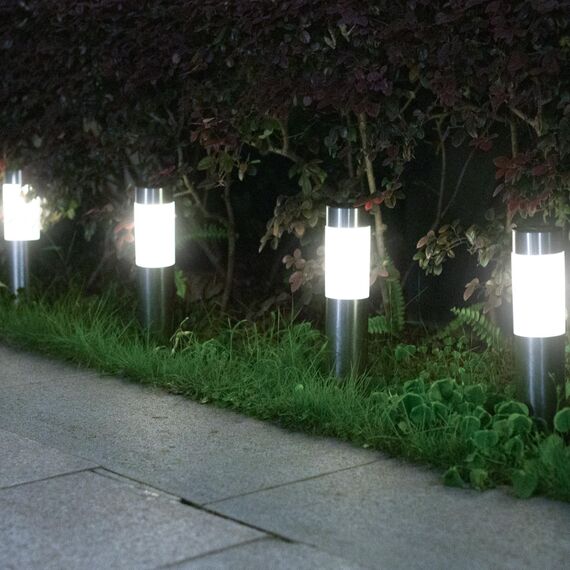 Heinstian Solarleuchten für Außen Garten Weiß Solarlampen Edelstahl Wasserdicht LED Gartenleuchten für außen garten für Terrasse, Rasen, Garten, Wege (2 Stück)