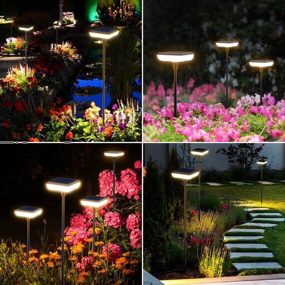 Ainostone Solarlampen für Außen Garten 8 Stück 1000mah Warmweiß Solarleuchten für Außen Hell 34 Lumen Gartendeko für Draußen IP65 Wasserdicht für Outdoor Balkon Weg Terrasse Gräser Sträucher
