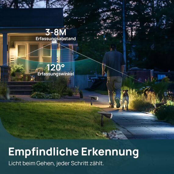 Linkind solarlampen Solar Strahler mit Bewegungsmelder 6500K Kaltweiß, 3 Modi (inkl. Dauerlicht), 1000Lm Helle Solar Aussenlampen von 2 Montage, IP67 Gartenstrahler für Weg, 4 Stück