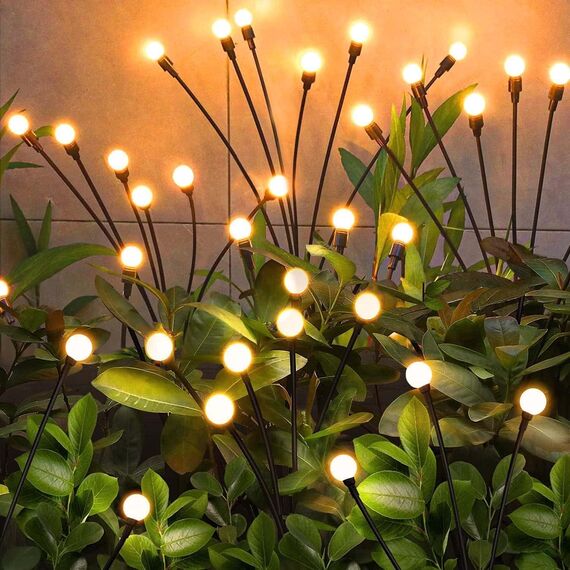 YJFWAL Firefly Solar-gartenlichter Außen 6 Stück Glühwürmchen Lichter Wasserdicht Swinging Garten Lichter für Pathway Weihnachten Yard Patio-Landschaft Dekoratives, 8LED Jede (Warm-Weiß, 6 Stück)