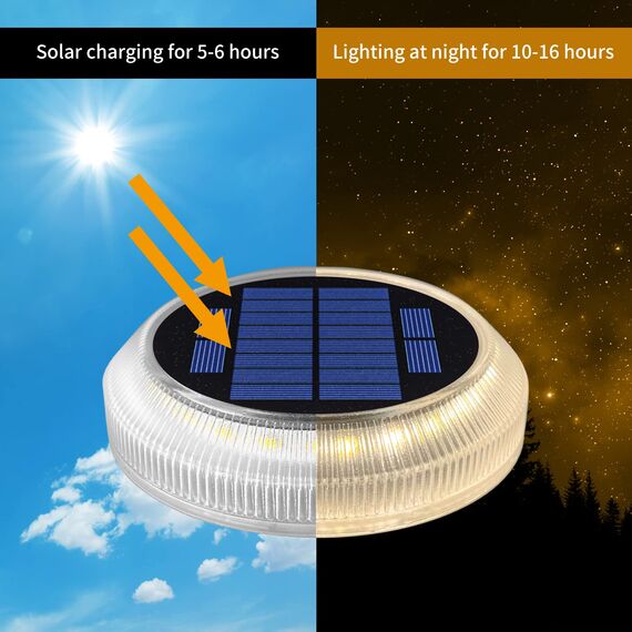 YiLaie Solarleuchten für Außen, Solarlampen für garten 360° LED Solar Treppe Licht IP68 Wasserdicht mit Auto On/Off Bodenleuchten, Warmes Weiß 2700K, 4 Stück