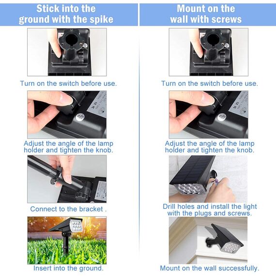 T-SUNUS Gartenstrahler Solar Außen mehrfarbig, Solarstrahler für Außen 10 LED Solarlampen für außen 6 Farbwechsel Solar Gartenleuchte IP65 Wasserdicht für Bäume Sträucher Gartenweg 4 Stück