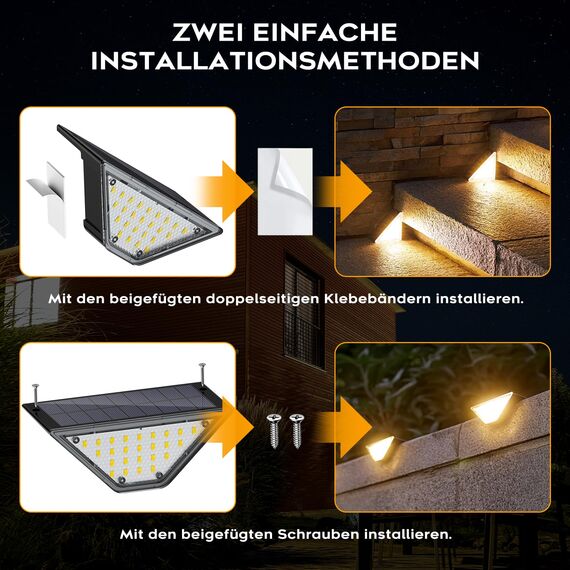 Shuniu Solarlampen für Außen Garten, LED Gartenlampen für Innenhöfe Dekoration, Terrasse, Zaun, Pathway, Stufen und Treppen, LED Wegeleuchten IP65 Wasserdicht Outdoor Balkon Boden, 6 Stück