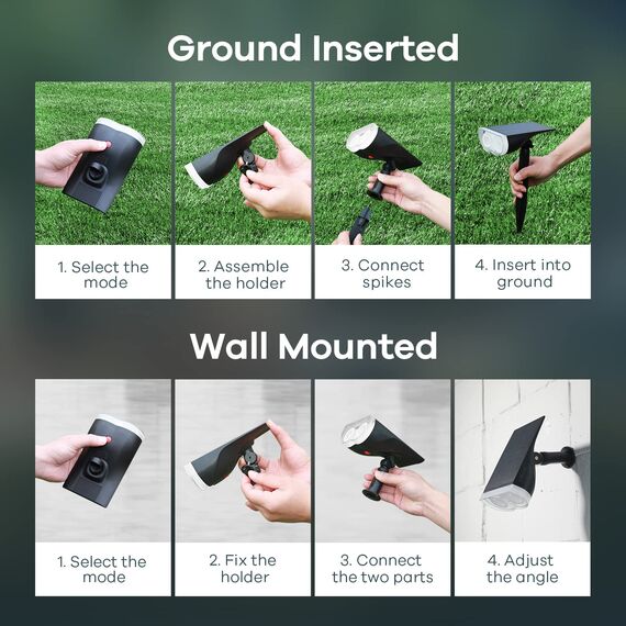 Linkind Farbig Solarlampe Dusk to Dawn RGBW Gartenleuchten Außen mit 22-LEDs, Bunt Solarleuchte Garten IP65 Wasserdicht, StarRay Solarstrahler zum Halloween, Weihnachten, 11 Modi, 4 Stück