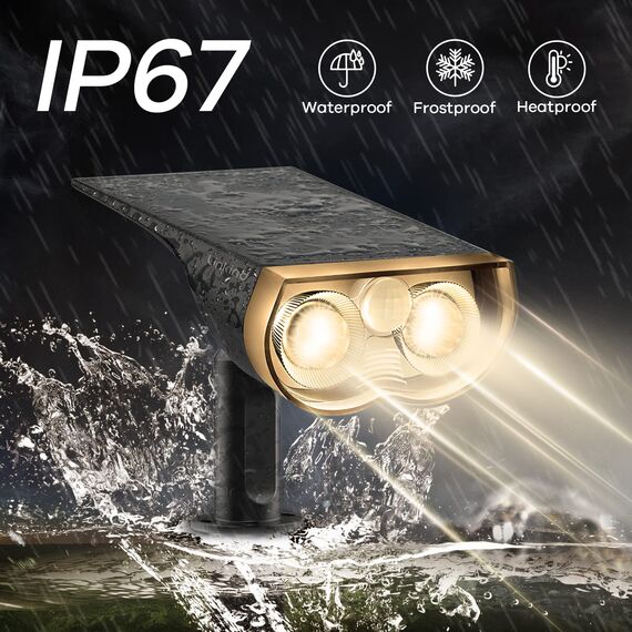 Linkind Solar Außenlampe mit Bewegungsmelder, 3000K Warmweiß, 3 Modi (inkl. Dauerlicht), 1000Lm wegeleuchte von 2 Installation, StarRay IP67 Solar LED Strahler Garten für Carport, 4 Stück