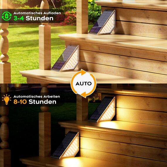 Shuniu Solarlampen für Außen Garten, LED Gartenlampen für Innenhöfe Dekoration, Terrasse, Zaun, Pathway, Stufen und Treppen, LED Wegeleuchten IP65 Wasserdicht Outdoor Balkon Boden, 6 Stück