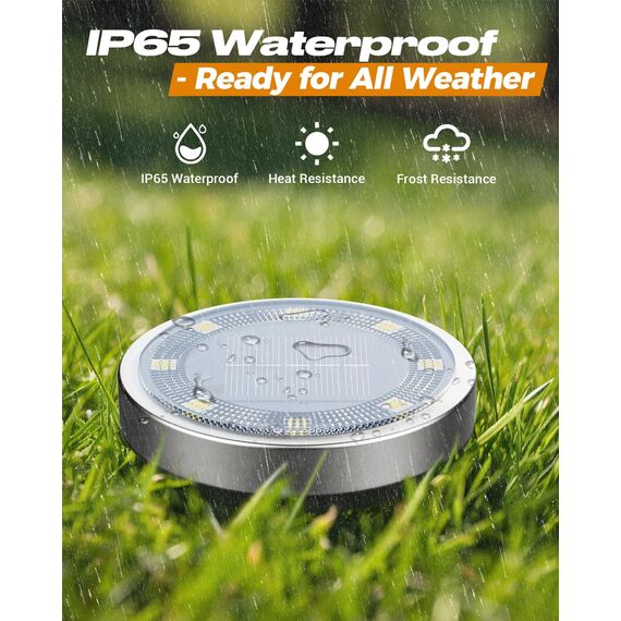 btfarm 6 Stück Solar Bodenleuchten Aussen, 8 LED Gartenbeleuchtung Solar IP65 Wasserdicht Boden Solarleuchten, Solarlampen für Außen Garten Rasen Auffahrt Gehweg Patio, Kaltes Weiß