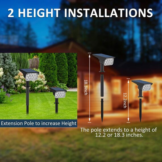 T-SUNUS Solarstrahler für Außen Garten RGB, Gartenstrahler Solar mehrfarbig 7 Farbwechsel 2 Farbmodi, Solarlampen für Außen IP65 Wasserdicht Auto ON/OFF für Baum Hof Gehweg
