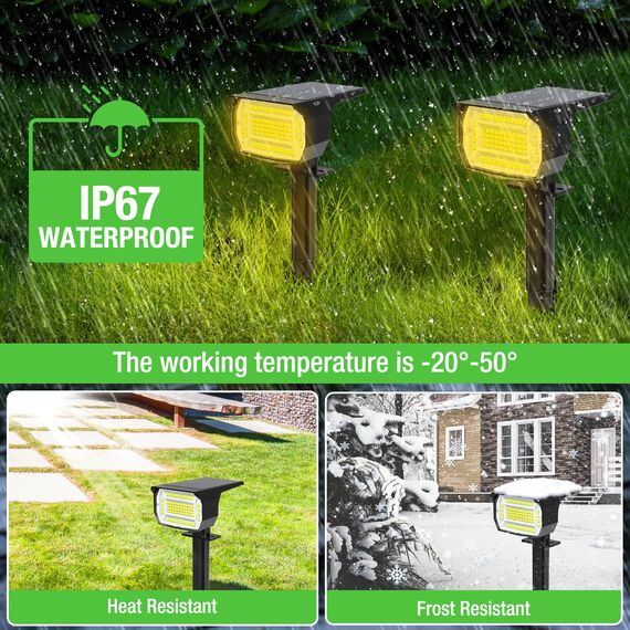 LOTMOS Solarstrahler für Außen [5 Stück/72LED], 3 Modi IP67 Wasserdicht Solar Gartenleuchten, 3000K Kann der Wand Montiert Werden Garten Solarleuchten für Terrassen, Zäune, Wege, Einfahrten, Veranden