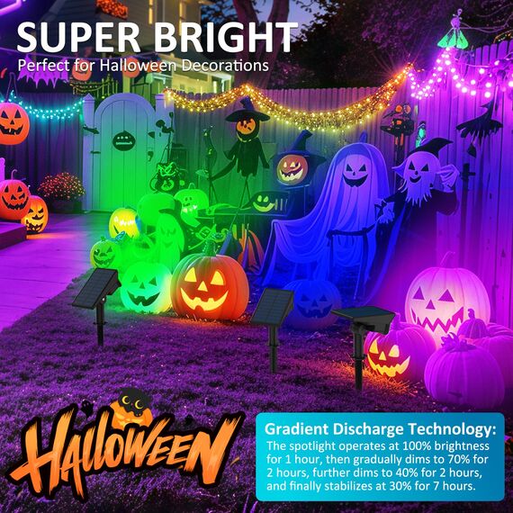 T-SUNUS Solarstrahler für Außen Garten RGB, Gartenstrahler Solar mehrfarbig 7 Farbwechsel 2 Farbmodi, Solarlampen für Außen IP65 Wasserdicht Auto ON/OFF für Baum Hof Gehweg