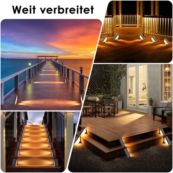 Solarlampen für Außen, LED Stufenleuchte, Solar Treppenlicht Garten, IP65 Wasserdichte LED Wegeleuchten Gartenlampen für Gehweg Treppe Weg Zaun, 6 Stück