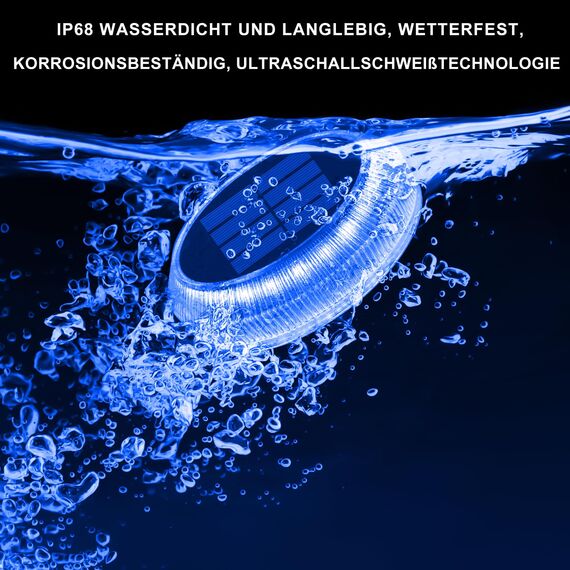 YiLaie Solarleuchten für Außen, Solarlampen für Außen Garten 360° LED Solar Bodenleuchten Aussen IP68 Wasserdicht mit Auto On/Off Solarleuchten Garten Solar Lampe Outdoor, 40Lm Blaues Licht, 6 Stück