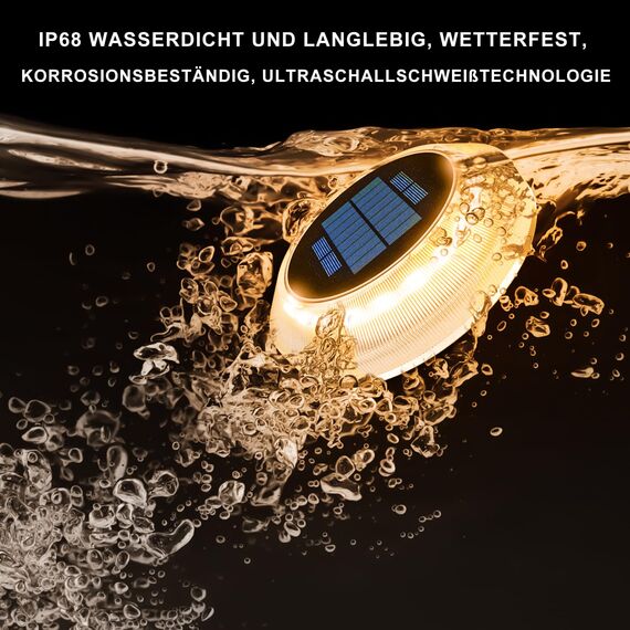 YiLaie Solarleuchten für Außen, Solarlampen für Außen garten 360° LED Solar Treppe Licht IP68 Wasserdicht mit Auto On/Off Solar Weg Licht, Warmes Weiß 2700K, 6 Stück