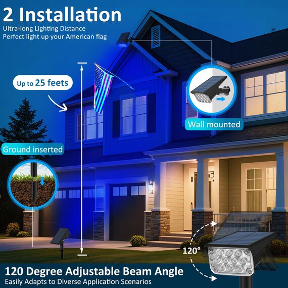 T-SUNUS Gartenstrahler Solar Außen mehrfarbig, Solarstrahler für Außen 10 LED Solarlampen für außen 6 Farbwechsel Solar Gartenleuchte IP65 Wasserdicht für Bäume Sträucher Gartenweg 4 Stück