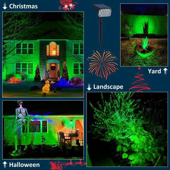 T-SUNUS Gartenstrahler Solar, Solarlampen für Außen, IP65 Wasserdicht Auto ON/OFF 2 Helligkeitsmodi, Solar Gartenleuchte für Baum Gartenweg Auffahrt Hof 2 Stück