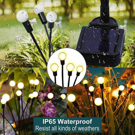 YJFWAL Firefly Solar-gartenlichter Außen 6 Stück Glühwürmchen Lichter Wasserdicht Swinging Garten Lichter für Pathway Weihnachten Yard Patio-Landschaft Dekoratives, 8LED Jede (Warm-Weiß, 6 Stück)