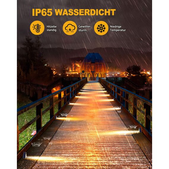 Bellanny Solarlampen für Außen, 4 Stück 3000K Warmweiß Solar Treppenlicht, 13 LED Stufenleuchte Solarleuchten Garten, IP65 Wasserdichte Lampe Outdoor für Terrasse Gehweg Treppe Wege Boden Balkon Deko