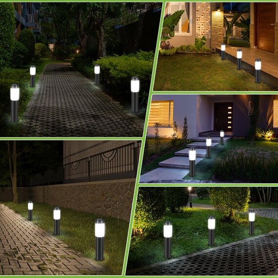 Heinstian Solarleuchten für Außen Garten Weiß Solarlampen Edelstahl Wasserdicht LED Gartenleuchten für außen garten für Terrasse, Rasen, Garten, Wege (4 Stück)