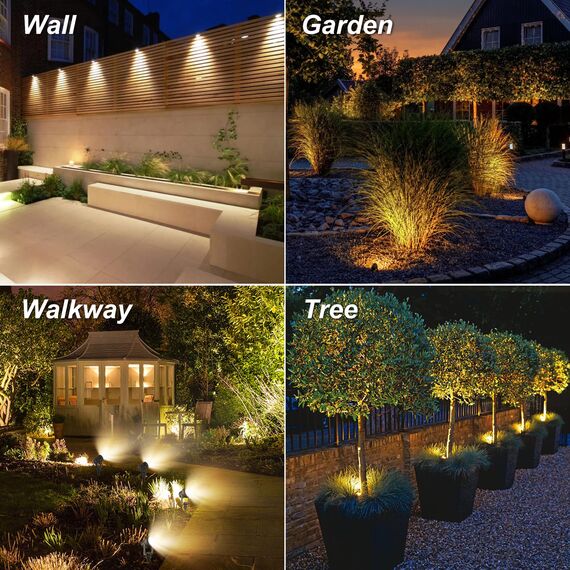 NATPOW Gartenstrahler Solar, Solar Gartenleuchte LED Solarstrahler Solarlampen für garten Außen, IP65 Wasserdicht, 2 Helligkeitsstufe, 3000K Dusk to Dawn Gartenbeleuchtung für Bäume,Gartenweg(4 in 1)