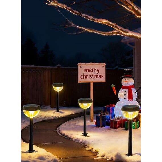 Linkind Solar Gartenlampen 3000K Warmweiß, Solarlampe Aussen Garten mit Lichtsensor, Solar-Wegeleuchten 3 Leuchtmodi, IP54 Wasserdicht Gartenstecker mit Erdspieß für Weg, Auffahrt, 8 Stück