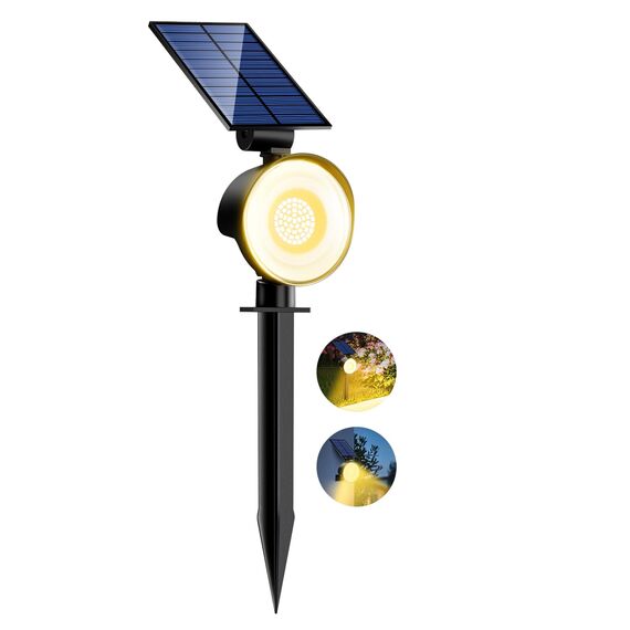 nipify Solarlampen für Außen Garten,53 LED Solar Strahler Gartenleuchten IP65 Wasserdicht, 3 Helligkeit Warmweiß Solarleuchten Aussenleuchte Wegeleuchte für Draußen Wege Wand Outdoor