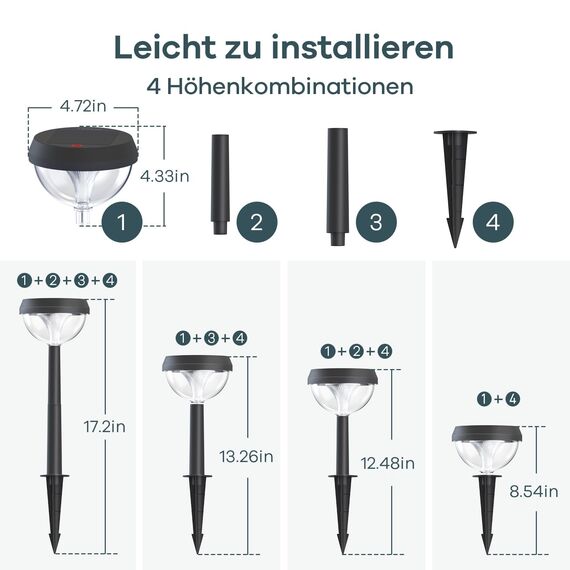 Linkind Solar Gartenlampen 3000K Warmweiß, Solarlampe Aussen Garten mit Lichtsensor, Solar-Wegeleuchten 3 Leuchtmodi, IP54 Wasserdicht Gartenstecker mit Erdspieß für Weg, Auffahrt, 8 Stück