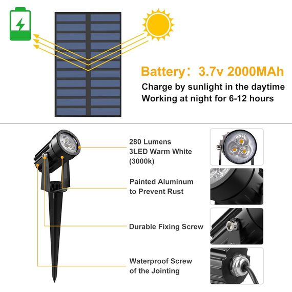 NATPOW Solar Gartenleuchte, Gartenstrahler Solar LED Solarstrahler Solarlampen für garten Außen, IP65 Wasserdicht, 2 Helligkeitsstufe Dusk to Dawn Gartenbeleuchtung für Bäume, Hof, Gartenweg(Grün)