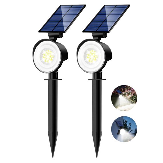 nipify Solarlampen für Außen, 2 Stück 53 LED Solar Strahler Wegeleuchte IP65 Wasserdicht, 3 Helligkeit Kaltweiß Solarleuchten Aussenleuchte für Garten Aussen Wege Wand Outdoor