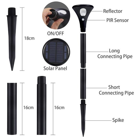 Litake Solarlampen für Außen,2 Stück Solar Gartenleuchte 2 Modi Solarleuchten mit Bewegungsmelder Wegeleuchte IP65 Wasserdichte Auto Ein/Aus Landschaftslichter Aussenlicht für Garten/Patio/Rasen/Pfad