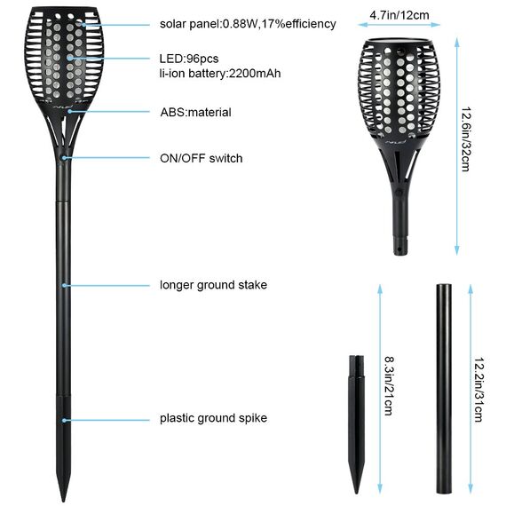 8 Stück Solarlampen Für Außen Garten 96 LED Gartendeko für Draußen leuchtet automatisch ein/aus mit Lichtsensor im Freien Solarbeleuchtung warmes Licht Gartenbeleuchtung wasserdicht IP65