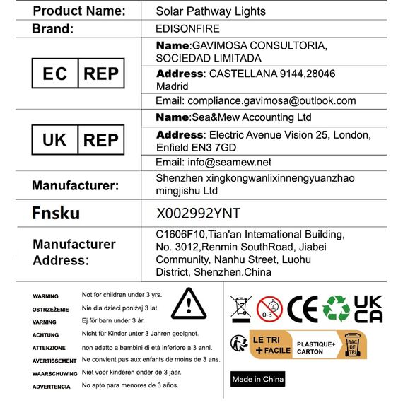 EDISONFIRE Sehr Hell Solarlampen für Außen Garten, 8 Stücke Gartenleuchten Solar Warmweiß, IP65 Wasserdicht Solarleuchten Garten Außenbeleuchtung Wegeleuchte Deko für Außen Terrasse Pfad Rasen
