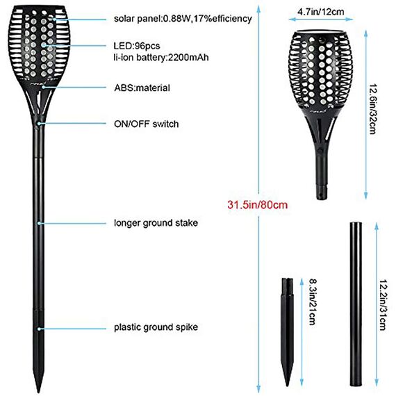 FVTLED Solarlampen Für Außen Garten 96 LED Gartendeko für Draußen leuchtet automatisch ein/aus mit Lichtsensor im Freien Solarbeleuchtung warmes Licht Gartenbeleuchtung wasserdicht IP65 2pcs