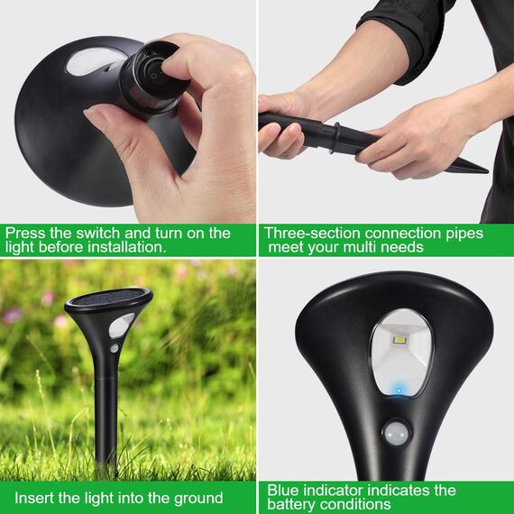 Litake Solarlampen für Außen,2 Stück Solar Gartenleuchte 2 Modi Solarleuchten mit Bewegungsmelder Wegeleuchte IP65 Wasserdichte Auto Ein/Aus Landschaftslichter Aussenlicht für Garten/Patio/Rasen/Pfad