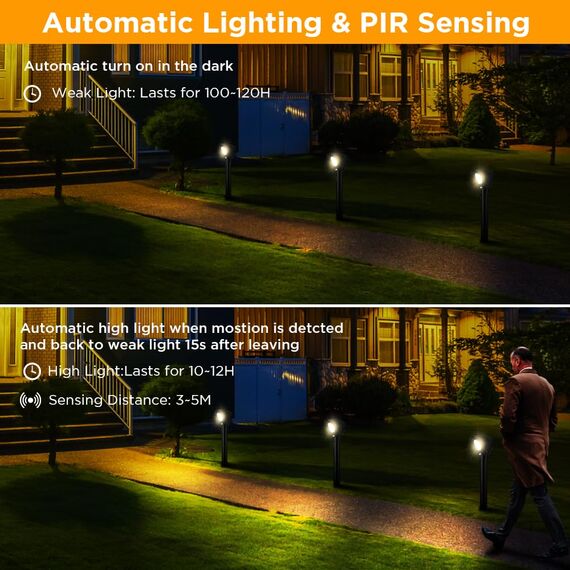 Ainostone Solarlampen mit Bewegungsmelder Außen 3 Stück Solarleuchten 1500mAh LED Solarstrahler Super Hell Warmweiß Auto Ein/Aus IP65 Wasserdicht für Garten Garage Terrasse Weg Einfahrt Terrasse