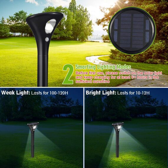 Litake Solarlampen für Außen,2 Stück Solar Gartenleuchte 2 Modi Solarleuchten mit Bewegungsmelder Wegeleuchte IP65 Wasserdichte Auto Ein/Aus Landschaftslichter Aussenlicht für Garten/Patio/Rasen/Pfad