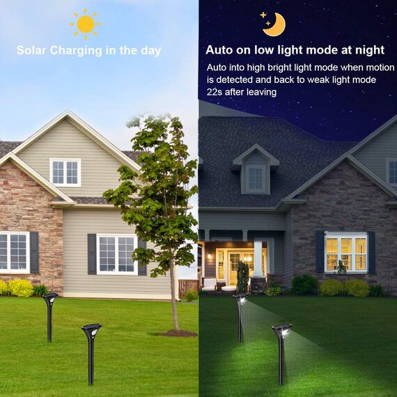 Litake Solarlampen für Außen,2 Stück Solar Gartenleuchte 2 Modi Solarleuchten mit Bewegungsmelder Wegeleuchte IP65 Wasserdichte Auto Ein/Aus Landschaftslichter Aussenlicht für Garten/Patio/Rasen/Pfad