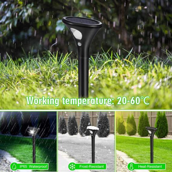 Litake Solarlampen für Außen,2 Stück Solar Gartenleuchte 2 Modi Solarleuchten mit Bewegungsmelder Wegeleuchte IP65 Wasserdichte Auto Ein/Aus Landschaftslichter Aussenlicht für Garten/Patio/Rasen/Pfad