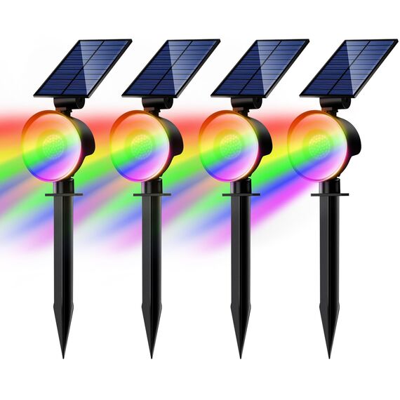 nipify RGB Solarlampen für Außen Garten mit 6 Farben, 4 Stück Solar Strahler Gartenleuchten IP65 Wasserdicht, Solarleuchte Aussenleuchte Wegeleuchten für Draußen Aussen Wege Outdoor