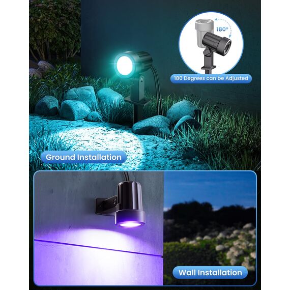 MEIHUA RGB Solar Strahler 3 Stücke Gartenleuchte mit Fernbedienung, IP66 Wasserdicht Solarlampen für Außen10 Farben 30 Modi Mit Timer Farbewechsel Gartenbeleuchtung Solar für Gärten, Weg, Halloween