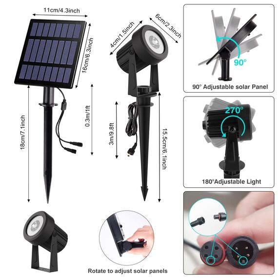 NATPOW Solarstrahler für Außen Garten, RGB Gartenstrahler Solar IP65 Wasserdicht Farbwechsel Gartenbeleuchtung Gartenlampe Dusk to Dawn Solar Gartenleuchte für Bäume Terrasse(4 in 1)