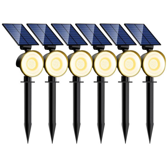 nipify Solarlampen für Außen Garten, 6 Stück 53 LED Solar Strahler Gartenleuchten IP65 Wasserdicht, 3 Helligkeit Warmweiß Solarleuchten Aussenleuchte Wegeleuchte für Draußen Wege Wand Outdoor