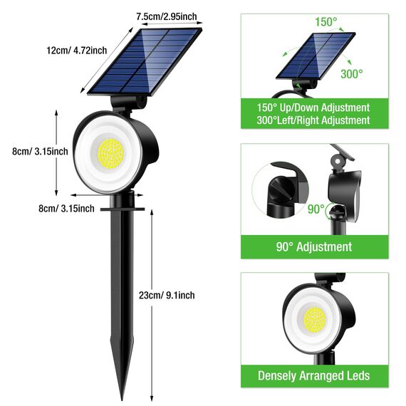 nipify Solarlampen für Außen Garten, 4 Stück 53 LED Solar Strahler Gartenleuchten IP65 Wasserdicht, 3 Helligkeit Kaltweiß Solarleuchten Aussenleuchte Wegeleuchte für Draußen Wege Wand Outdoor