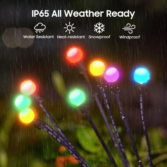 GEARLITE Firefly Solarlampen für Außen Garten 4 Stück, 32 Buntes Led Superhelle Glühwürmchen Weihnachten Aussen Solar, IP65 Wasserdicht Schwingende Garten-Deko für Outdoor Weihnachtsdeko Pathway Yard